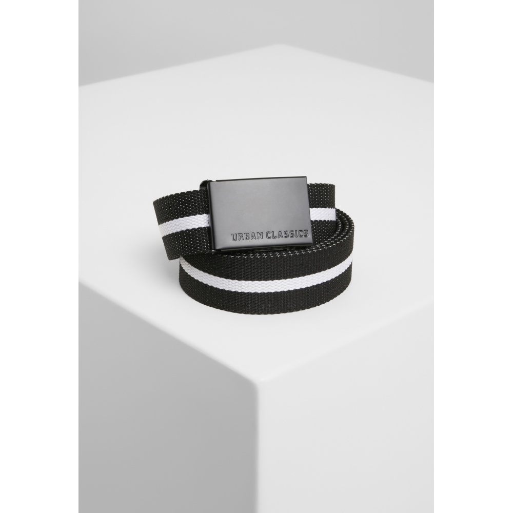 Urban Classics - Canvas Belts black white stripe/black one size Canvas riem - Zwart/Wit